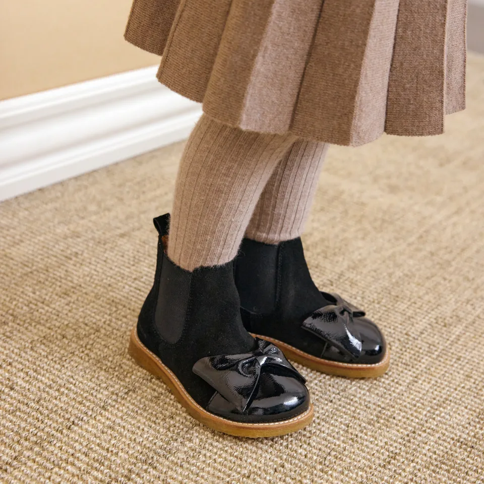 Angulus Chelsea nœud bottines cuir enfant large