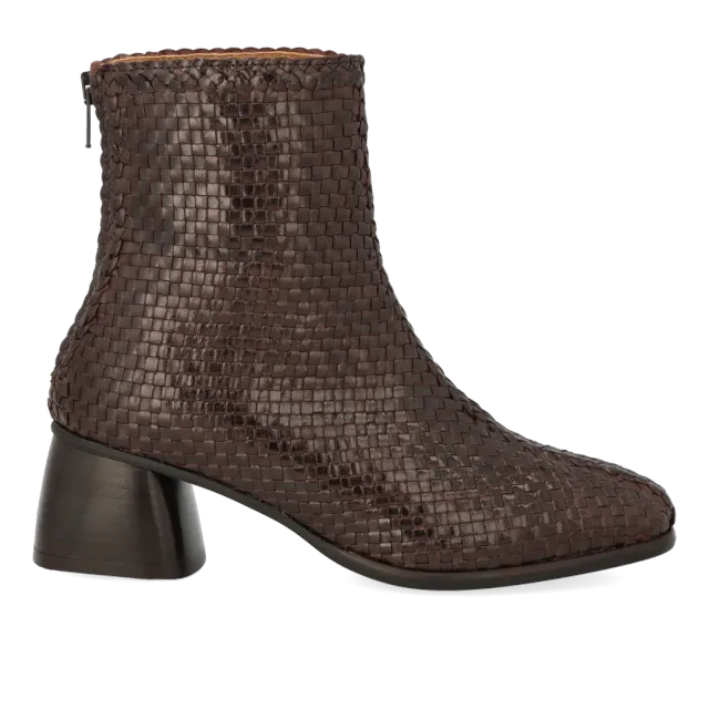Angulus bottine cuir tressé main talon bois 5 cm