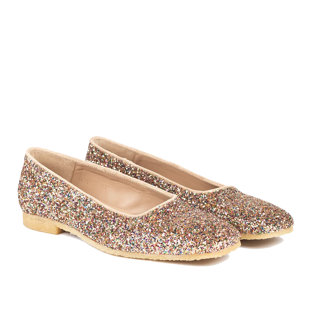 Angulus ballerines cuir pailleté bout carré