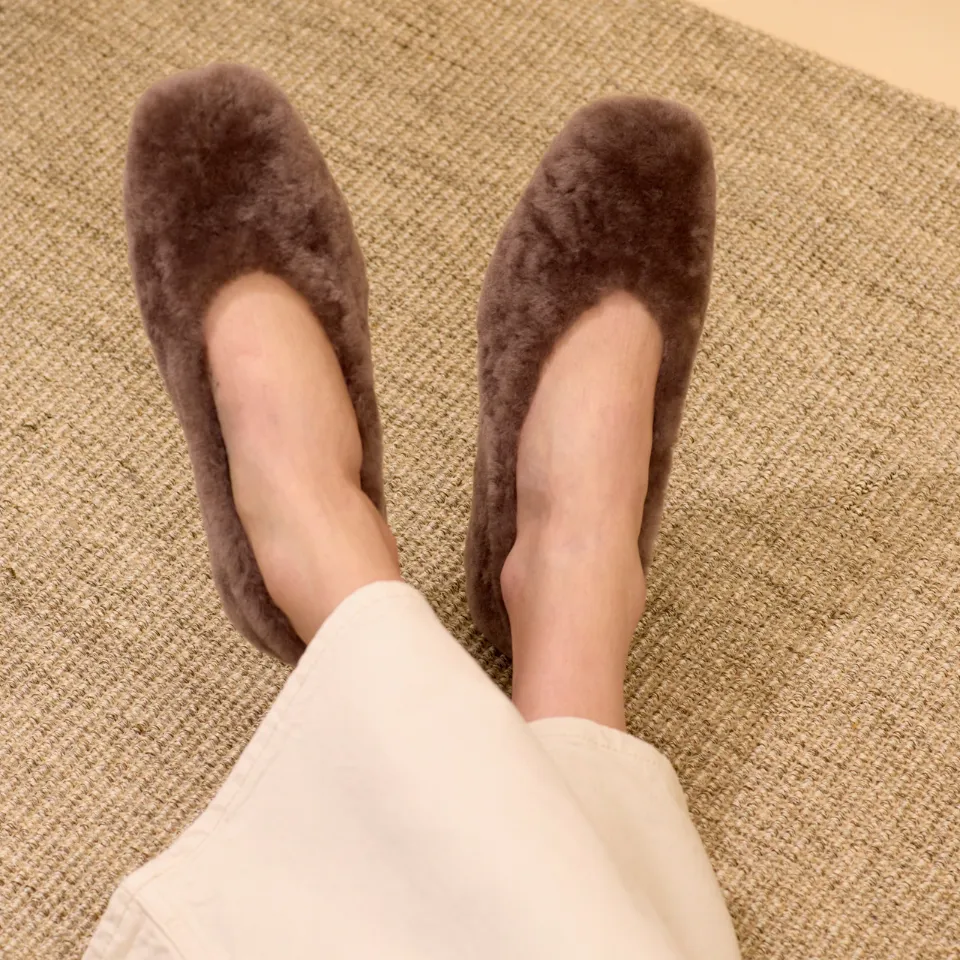 Angulus ballerine cuir et laine d’agneau
