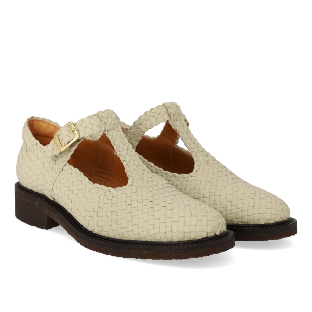 Angulus Hand-braided Mary Jane babies cuir tressé