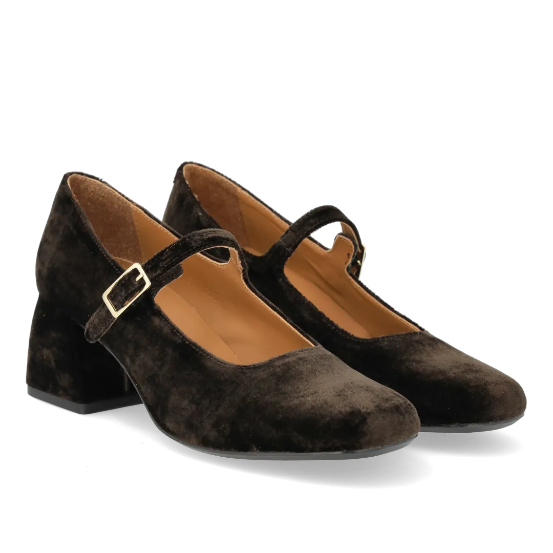 Angulus Mary Jane chaussures en velours à talon sculpté