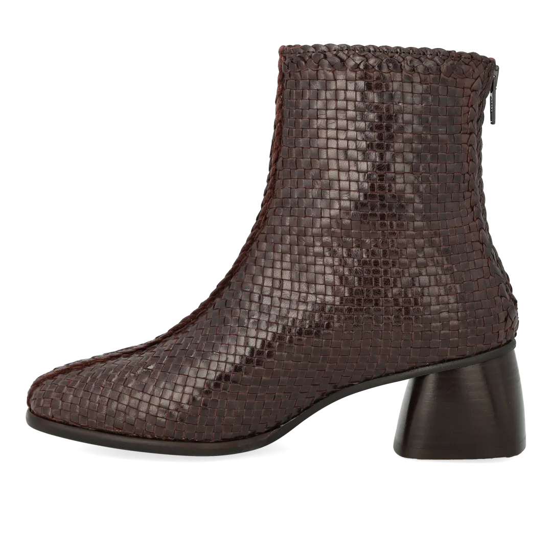 Angulus bottine cuir tressé main talon bois 5 cm