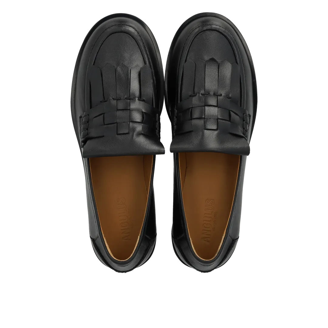 Angulus mocassin cuir tressé bout rond cousu