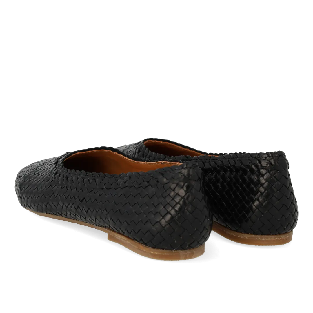 Angulus ballerine cuir tressé main bout rond