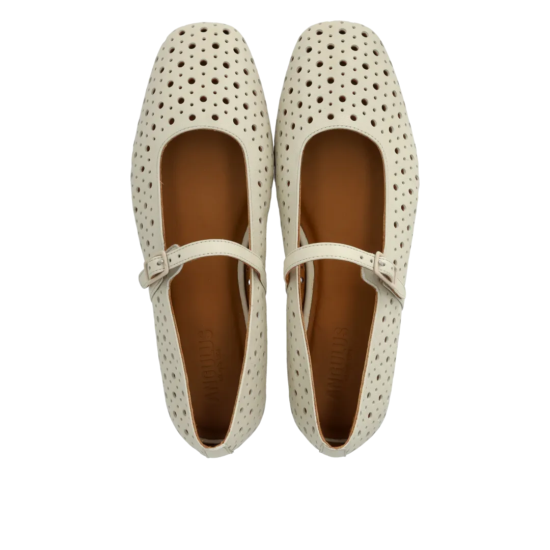 Angulus Ballerine cuir ajourée boucle enfant