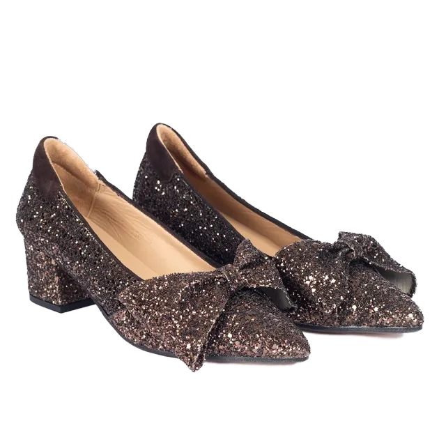 Angulus Bow escarpins paillettes talon bloc 5 cm