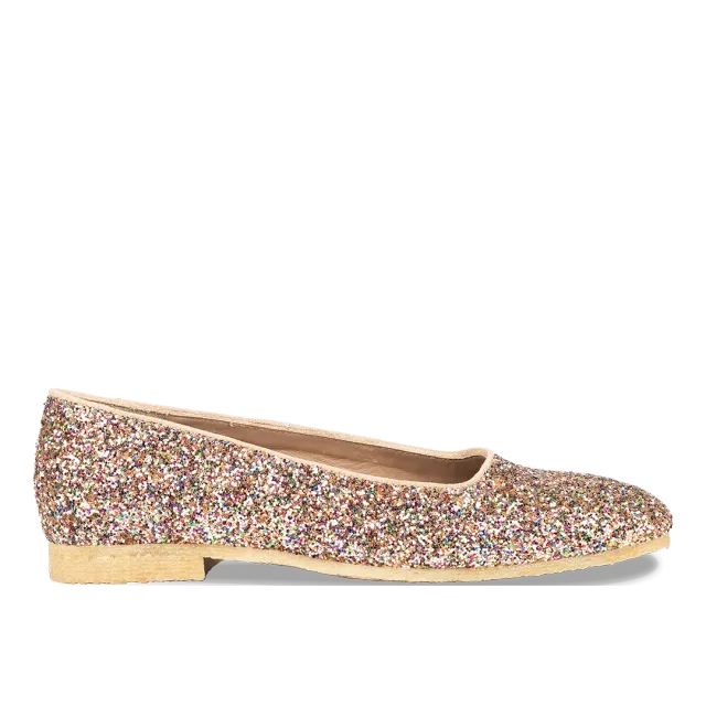 Angulus ballerines cuir pailleté bout carré
