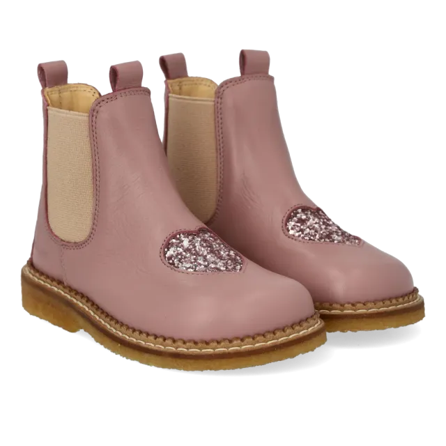 Angulus Chelsea Boot with Heart boots cœur pailleté