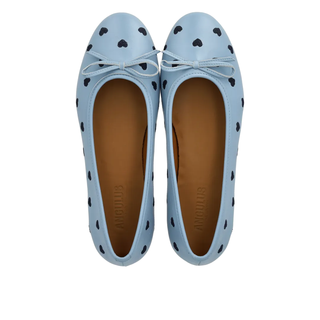 Angulus ballerine broderie coeur ballerines cuir respirant
