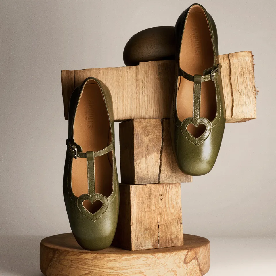 Angulus ballerines vernis froissé cœur à boucle