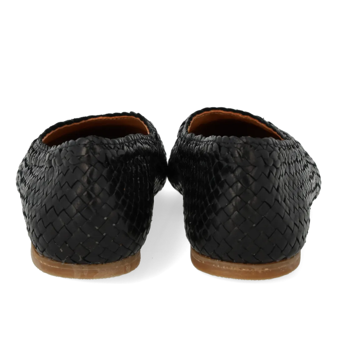 Angulus ballerine cuir tressé main bout rond