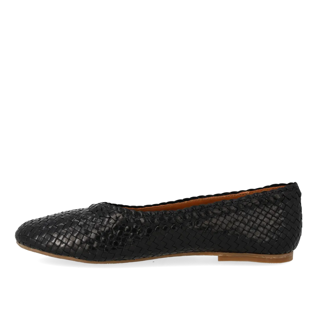Angulus ballerine cuir tressé main bout rond