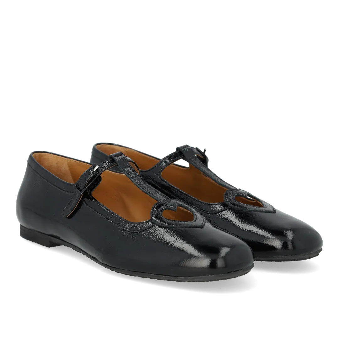 Angulus Ballerina ballerine à découpe cœur, cuir verni