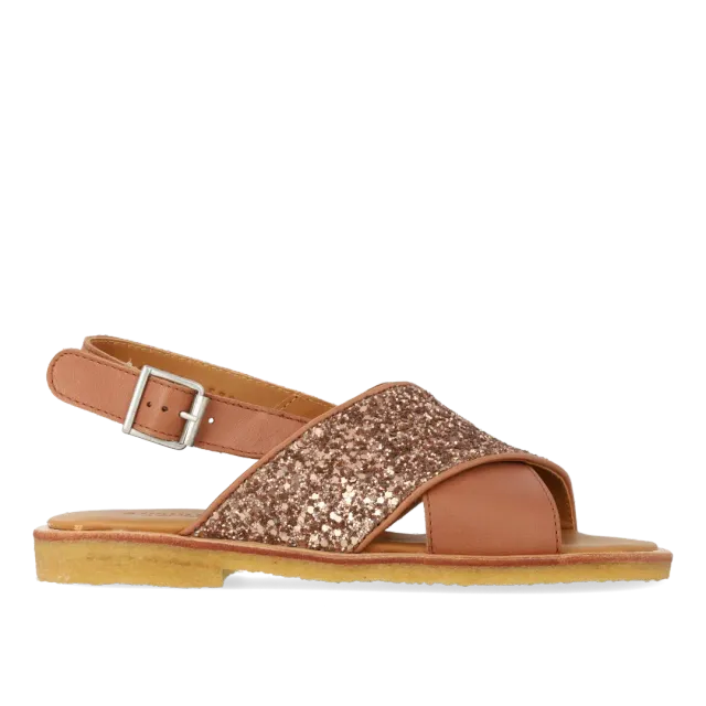 Angulus sandale à brides croisées en cuir pailleté