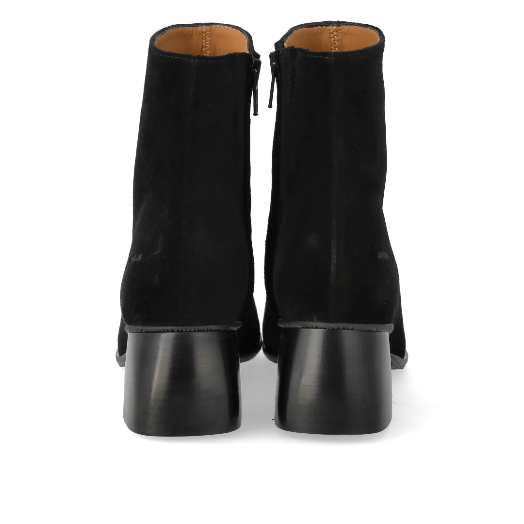 Angulus bottine cuir talon bois sculpté noir 5 cm