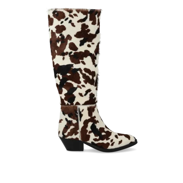 Angulus Bottine haute en cuir à motif poil de poney, talon 4 cm