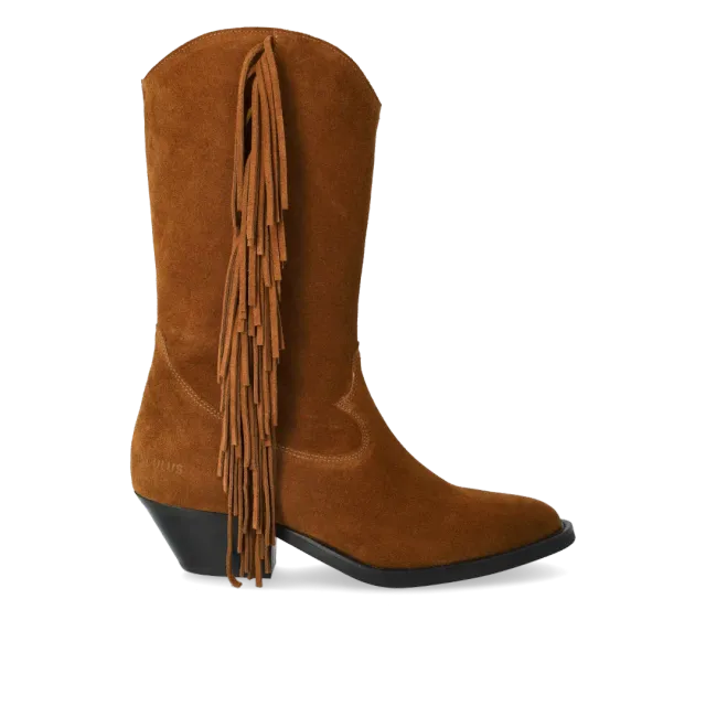 Angulus botte santiag daim femme franges talon 4 cm