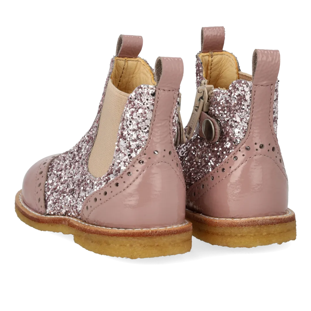 Angulus Chelsea Boot Enfant Paillettes Cuir Zip