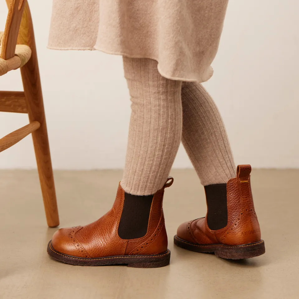 Angulus Chelsea Boot cuir perforations brogue large