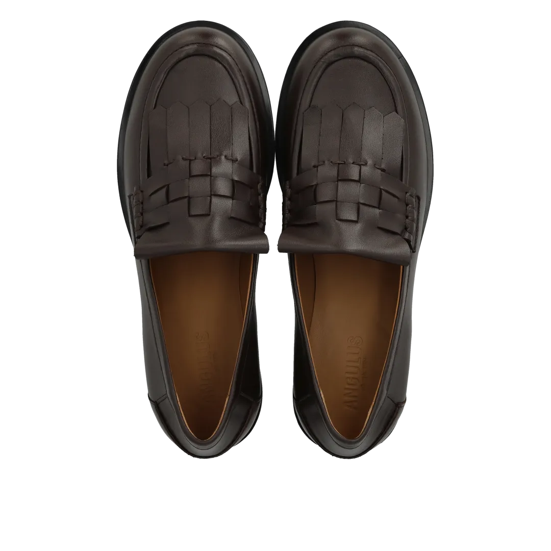 Angulus mocassin femme franges tressé cuir
