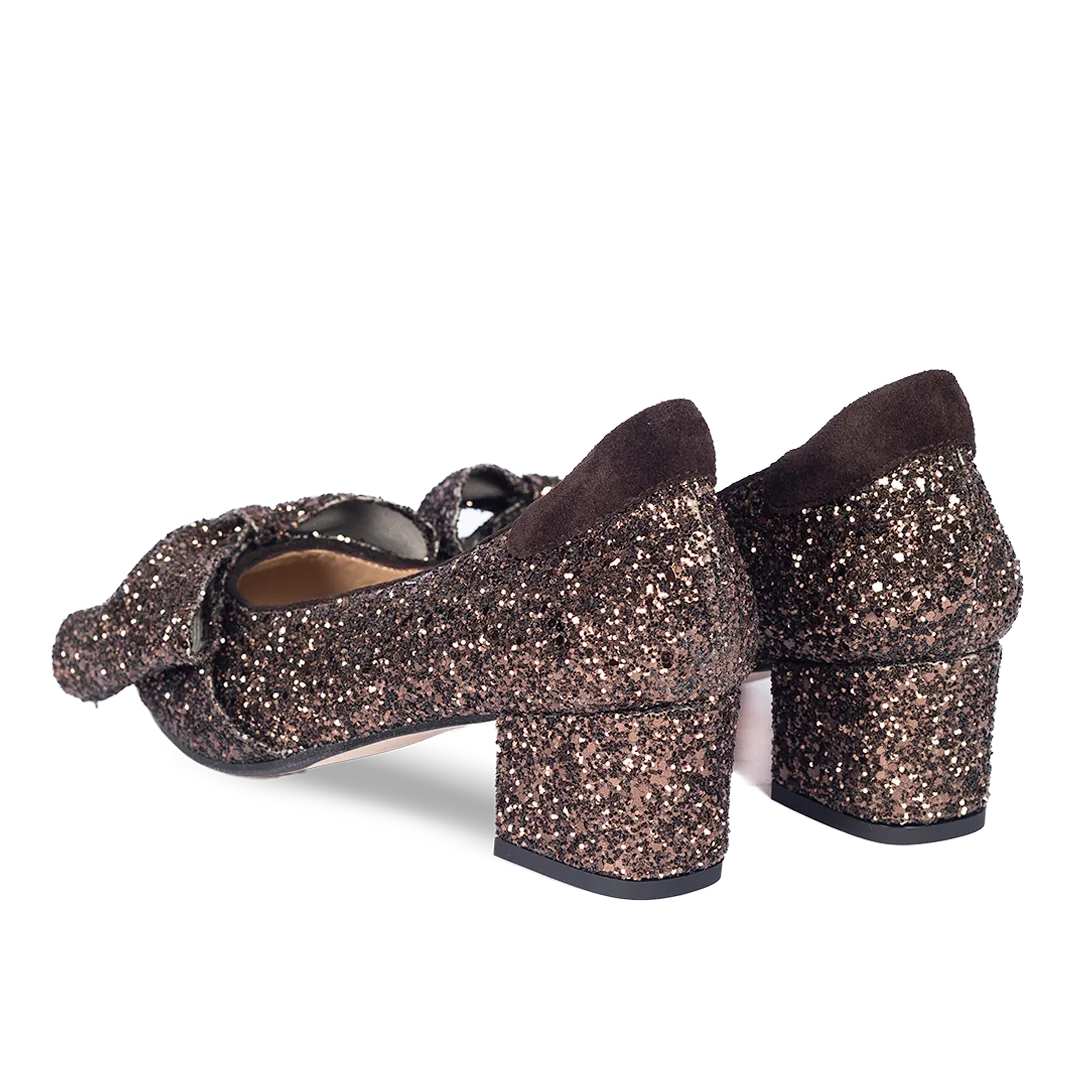 Angulus Bow escarpins paillettes talon bloc 5 cm