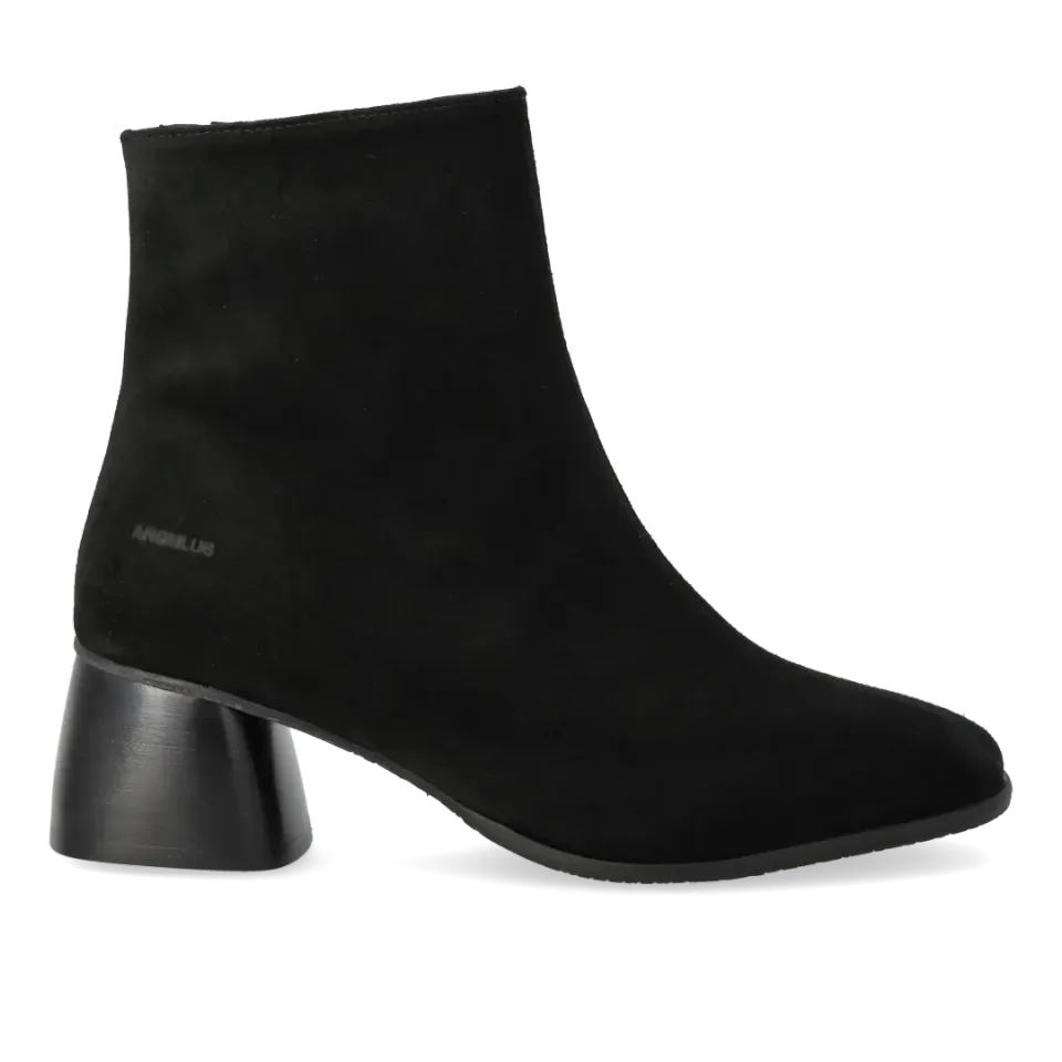 Angulus bottine cuir talon bois sculpté noir 5 cm