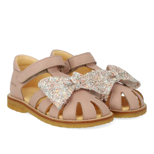 Angulus sandale bébé nœud paillettes scratch cuir