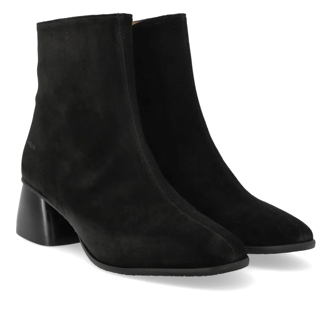 Angulus bottine cuir talon bois sculpté noir 5 cm