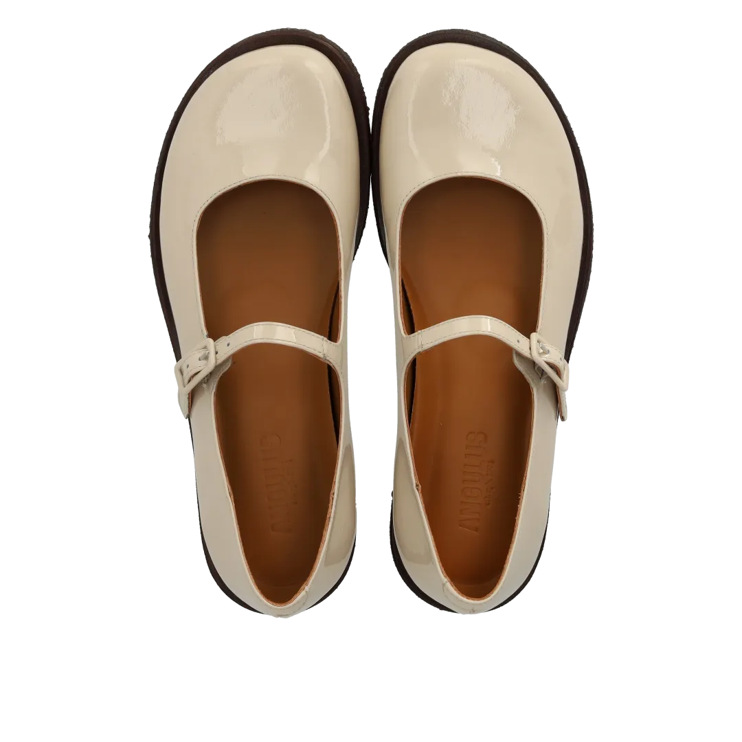 Angulus ballerine cuir large semelle crêpe
