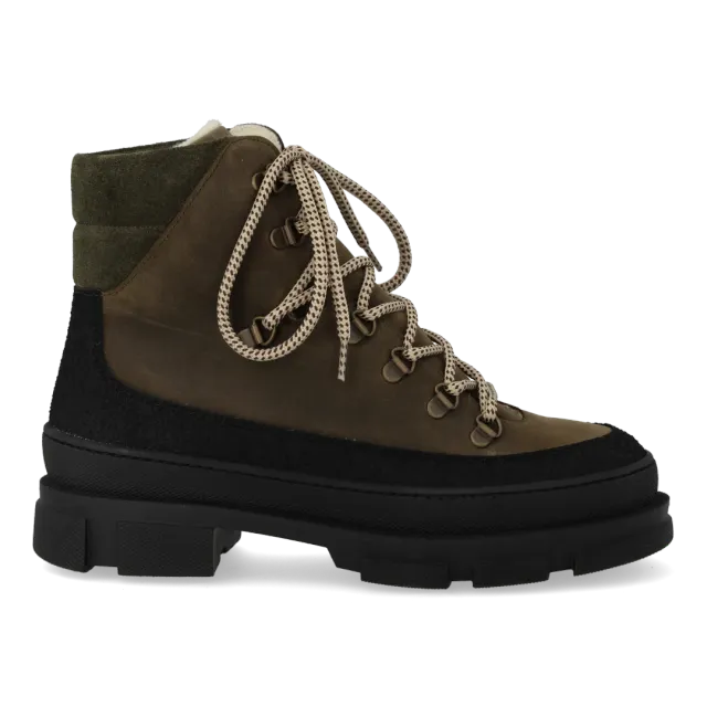 Angulus bottine lacet fourrure laine cuir tige montante
