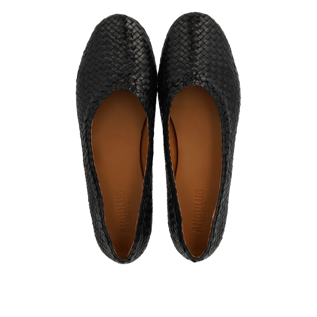 Angulus ballerine cuir tressé main bout rond