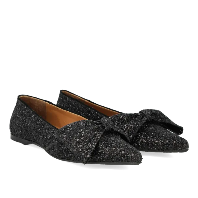 Angulus ballerines à nœud en cuir pailleté