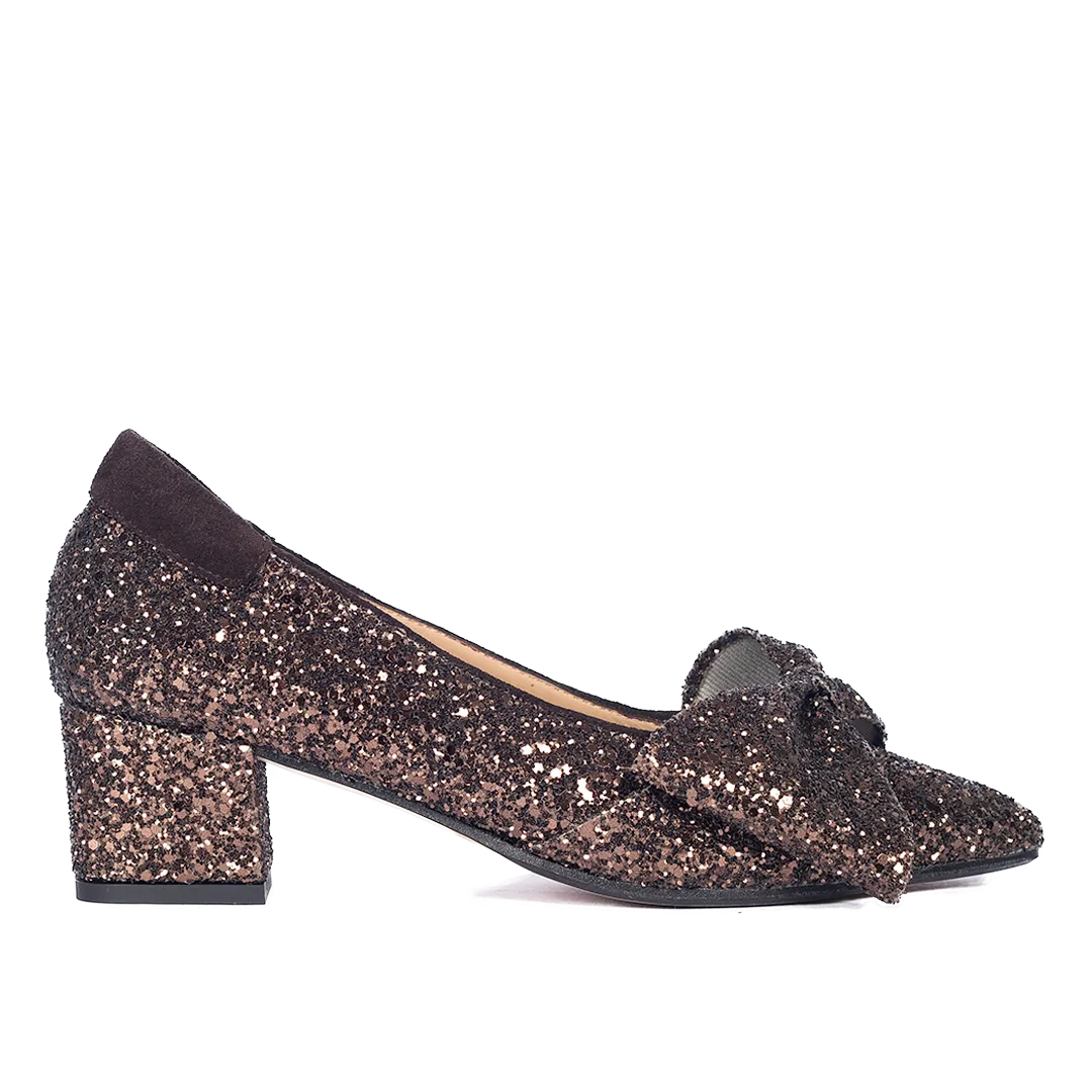 Angulus Bow escarpins paillettes talon bloc 5 cm