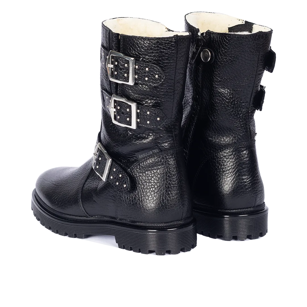 Angulus bottines TEX à clous et boucles, cuir doublé laine