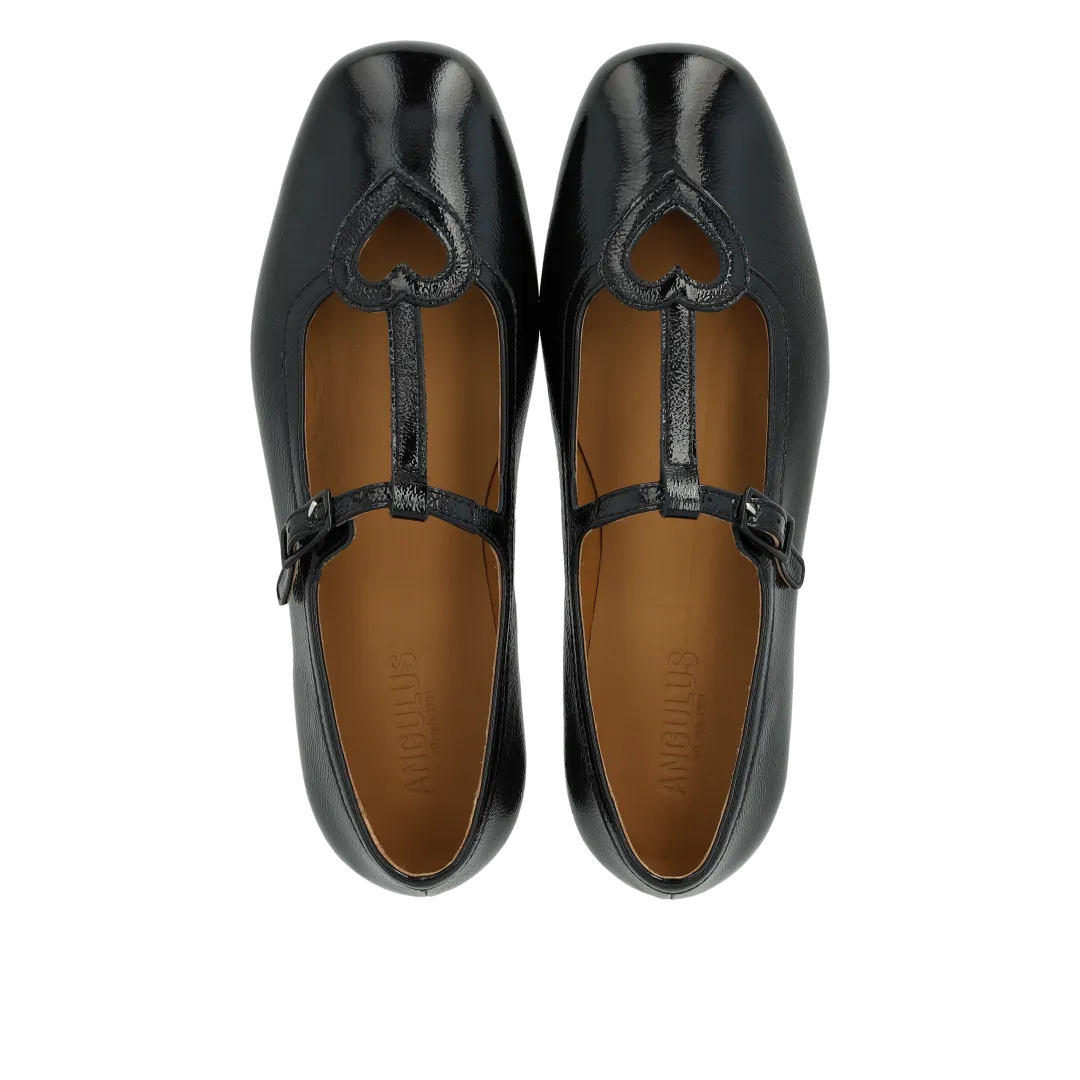 Angulus Ballerina ballerine à découpe cœur, cuir verni